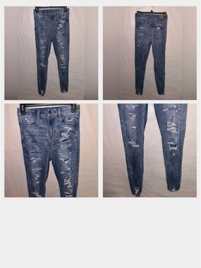 American Eagle Outfitters Distressed High-Rise Blue Jeans